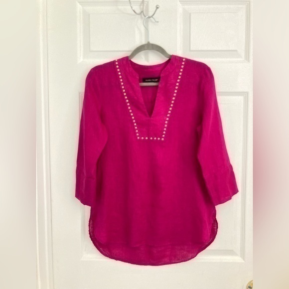 Ivanka Trump fuchsia linen tunic top XS - Picture 1 of 8